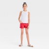 Girls' Mid-Rise Star Embroidered Denim Shorts - Cat & Jack™ Red - 3 of 4