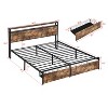 NicBex Bed Frame with LED Lights,2 Drawers and Charging Station for Adults,Boys,Girls,Brown - 3 of 4