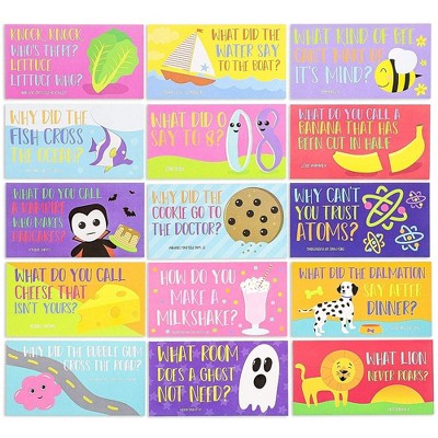 Juvale 60-Pack Kids Funny Lunch Box Note Cards with Riddles, Jokes & Puns, 60 Designs, 3.7x2 in