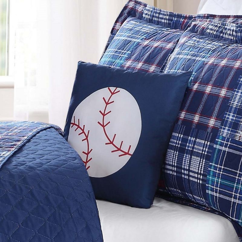 Twin Plaid Patch Kids&#39; Quilt Set Navy - My World, 5 of 7