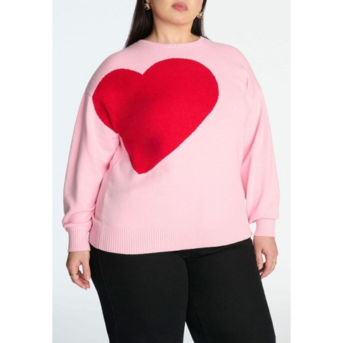 ELOQUII Women's Plus Size Big Heart Sweater - image 1 of 4