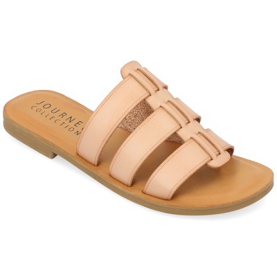 Journee Collection Womens Serrie Slip On Slide Flat Sandal