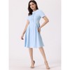 INSPIRE CHIC Women's Vintage Round Neck Short Sleeve Pleated 1950s Midi Dress - 2 of 4
