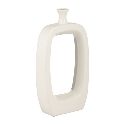 Ivory Ceramic Cut-Out Table Vase, 18" Tall