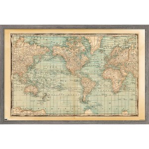 Trends International Map - Rustic Framed Wall Poster Prints - 1 of 4