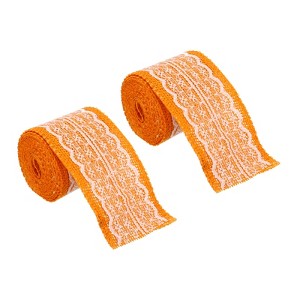 Unique Bargains DIY Wrapping Decoration Soft Burlap Fabric Lace Ribbon 2 Pcs - 1 of 4
