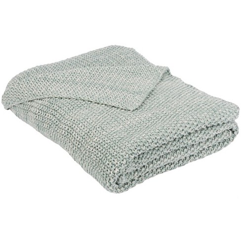 Liliana Knit Throw Blanket - Dull Blue/natural - 50