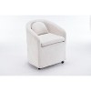 Homy Casa Chenille Upholstered Swivel Accent Chair with Ergonomic Backrest and Wheels for Living Room or Bedroom, Ivory - 2 of 4