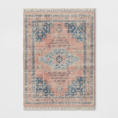 Washable Fringed Medallion Area Rug Rust - Threshold™