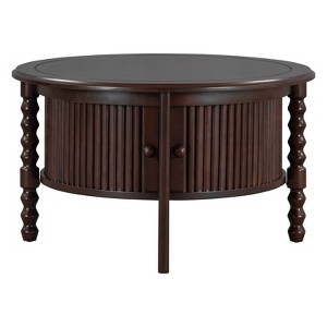 TiramisuBest 30.8" Square Coffee Table, Farmhouse Dark Brown 2-Tier Center Table with Storage Compartment - 1 of 4