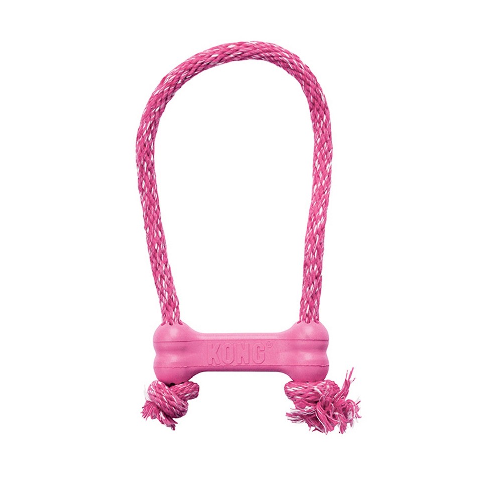 Photos - Dog Toy KONG Goodie Bone with Rope Puppy Toy - Pink - XS 