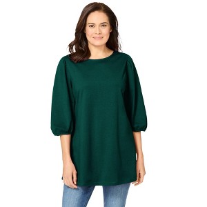 Woman Within Plus Size Reversible Neckline Tunic - 1 of 4