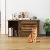 Tangkula Cat Litter Box Enclosure w/ Winding Entry Louvered Door Wooden Pet Side Table - 4 of 4