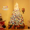 Costway 7 FT Artificial Christmas Tree with 350 Warm White LED Lights, 8 Lighting Modes & Folding Metal Stand White & Blue - 2 of 4