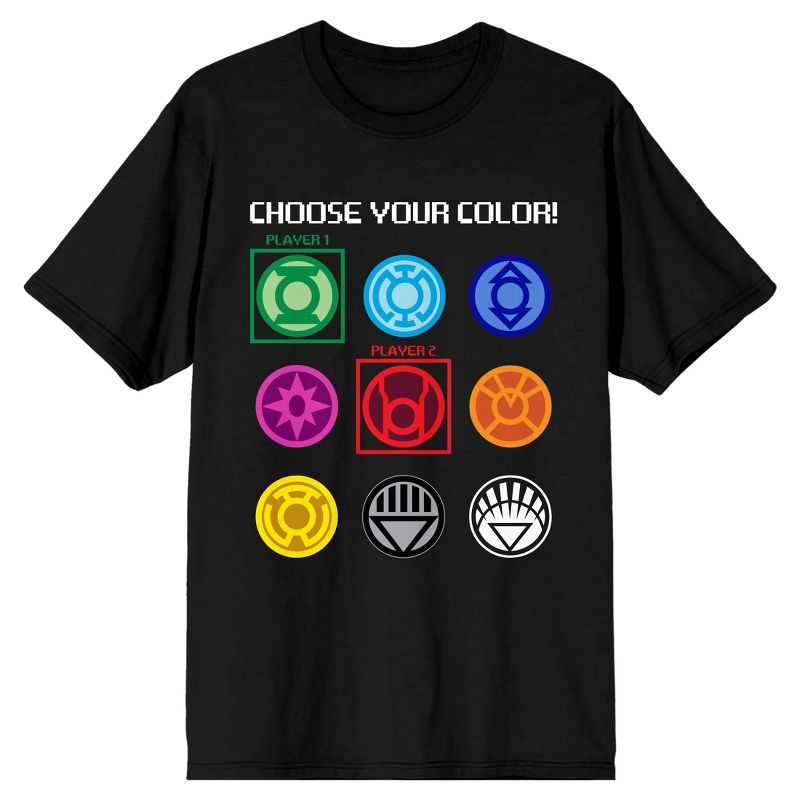 DC Comics Superhero Choose Your Color Gaming Specialty Soft Hand Print Men's Black Tee Shirt, 1 of 2