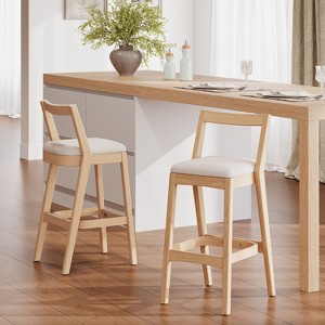 Okak Set of 2 Rubberwood Counter Height Bar Stools for Dining Rooms,Armless Chairs Kitchen Island Bar Stools with Wooden Back - 1 of 4