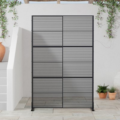 Lirago 72 in. Galvanized Metal Outdoor Privacy Screens Garden Outdoor Fence Black