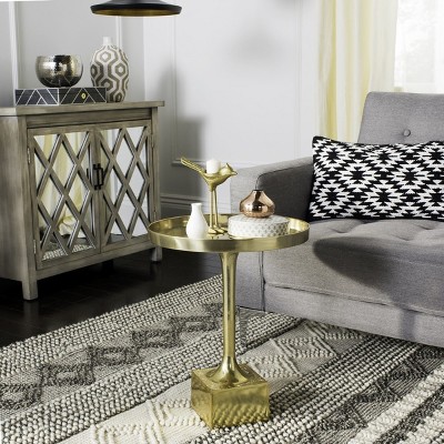 Corvus 16" Antique Brass Round Metal Side Table