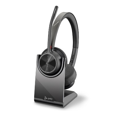 Poly Voyager 4320 UC Wireless Headset + Charge Stand (Plantronics) - Headphones w/ Mic - Connect to PC / Mac via USB-A Bluetooth Adapter, Cell Phone via Bluetooth-Works w/ Teams (Certified), Zoom & More