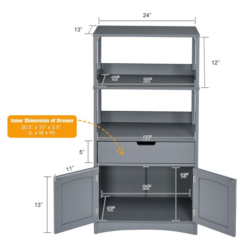 Costway Bathroom Storage Cabinet w/Drawer Shelf Cupboard Floor Cabinet, 3 of 11