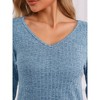 cheibear Women's Ribbed Knit Lounge Long Sleeve Sleepwear with Pants Pajama Set 2 Pcs - 4 of 4