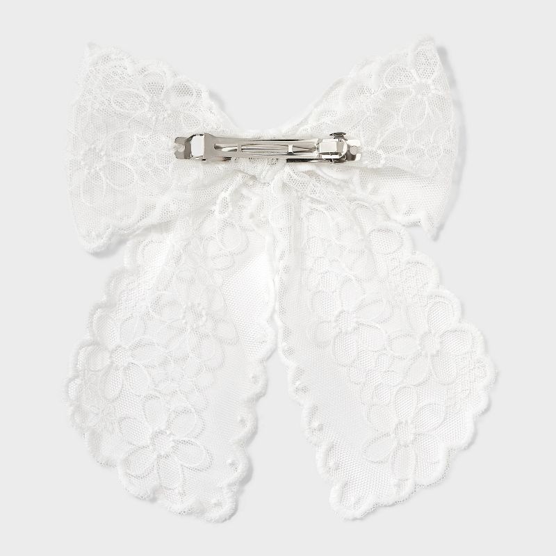 Girls&#39; Lace Bow Barrette - art class&#8482; White, 3 of 5