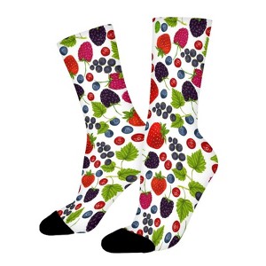 Fresh Berries Women Printed Crew Socks Funny Funky Socks Soft Polyester Novelty Gifts for Artists Men - 1 of 4
