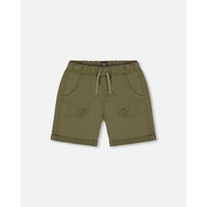 Deux par Deux Boy Stretch Twill Short Dark Olive Green - 1 of 4