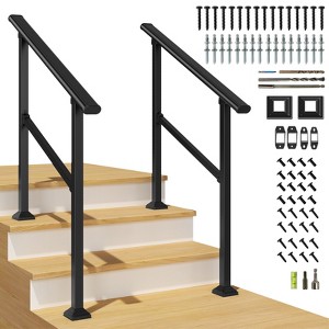 2 Pack Hand Rails for Outdoor Steps, Wrought Iron Railing, Exterior Hand Railing for Steps, Porch Railing Kit - 1 of 4