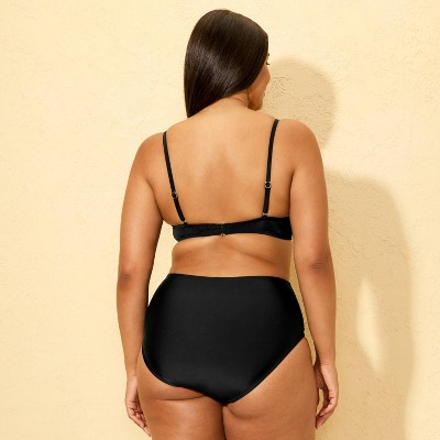 Shade & Shore Women's Shirred Full Coverage High Waist Bikini Bottom - Shade & Shore™ Black M — фото 5