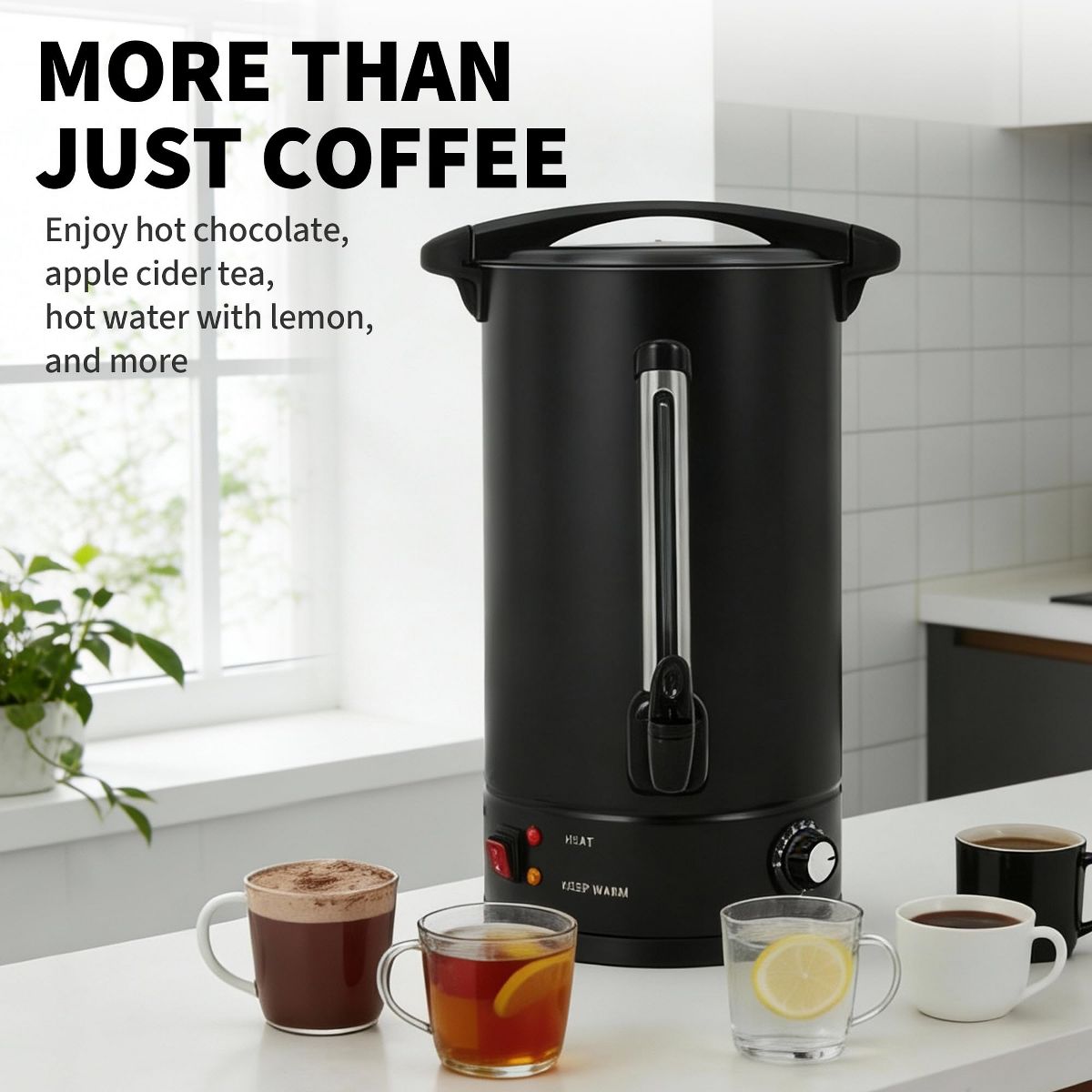 Garvee 110-Cup Stainless Steel Coffee Urn, 16L Double Wall Insulation Hot Beverage Dispenser with Faucet for Party Buffet – Black - thumbnail 10