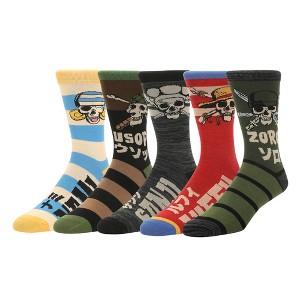 One Piece (Live Action) Luffy, Zoro, Nami, Usopp and Sanji Mens Casual Crew Socks 4 Pack - 1 of 4