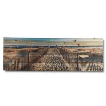 12" x 36" Walk to the Beach Print on Planked Wood Wall Sign Panel - Gallery 57