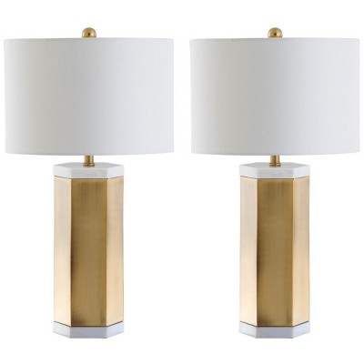 Alya Table Lamp (Set of 2) - 28 Inch Height - TBL4047 - Gold/White - Safavieh