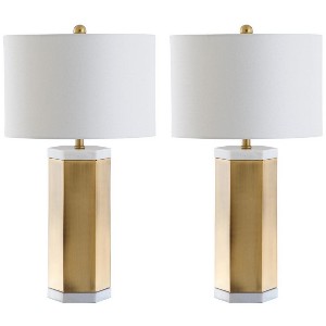 Alya Table Lamp (Set of 2) - White/Brass Gold - Safavieh. - 1 of 4