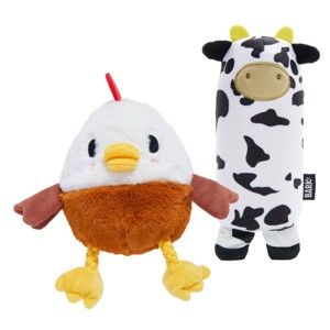 BARK 9.5" Classic Fuzzy Farm Rooster Plush Rope Dog Toy + Super Chewer Mad Cow Dog Toy - 1 of 4