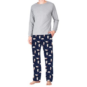 SLEEPHERO Crew Neck Long Sleeve Tee Shirt with Fleece Pajama Pants with Pockets - 1 of 4
