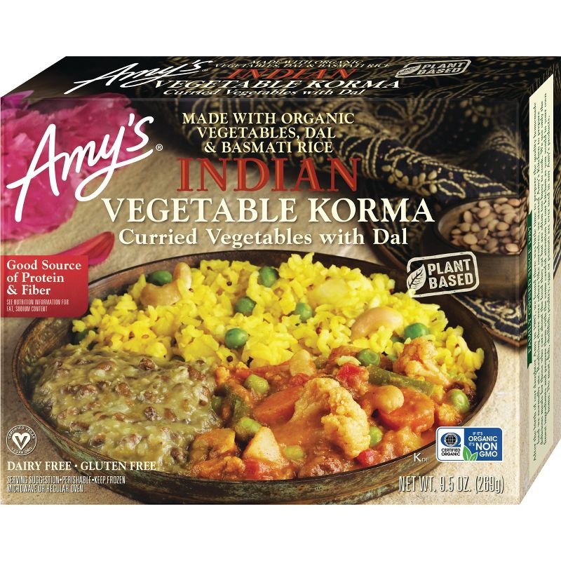 Amy&#39;s Gluten Free and Vegan Frozen Indian Vegetable Korma Entr&#233;e - 9.5oz, 1 of 6