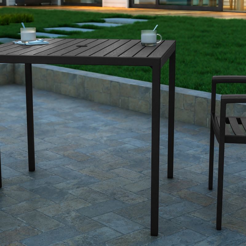 Emma and Oliver Square All-Weather Faux Teak Patio Dining Table with Steel Frame - Seats 4, 4 of 11