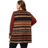 Agnes Orinda Women's Plus Size Long Open Front Striped Contrast Casual Knit Cardigans - 4 of 4