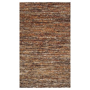 Ivory/Gold Abstract Shag/Flokati Loomed Accent Rug - (3