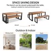 FURNIinspire Dining Sets 3-Pieces Outdoor Dining Set, 71"*27.5" Patio Dining Table And 2 Bench, Dining Table With Acacia Wood Top And Steel Frame - 4 of 4