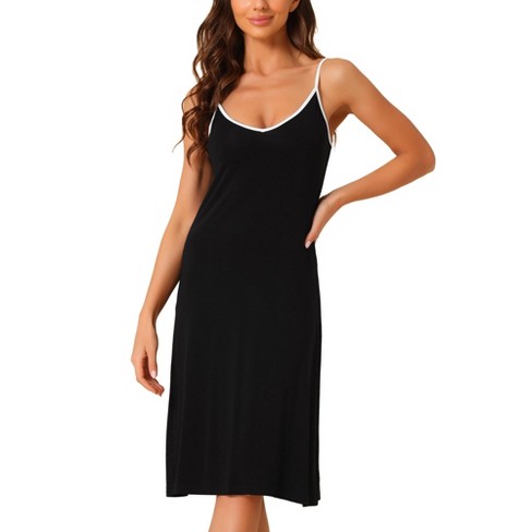 Cheibear Women's Nightshirt Sleeveless Cami Dress Sleepshirt Pullover Midi  Nightgown Black Large : Target