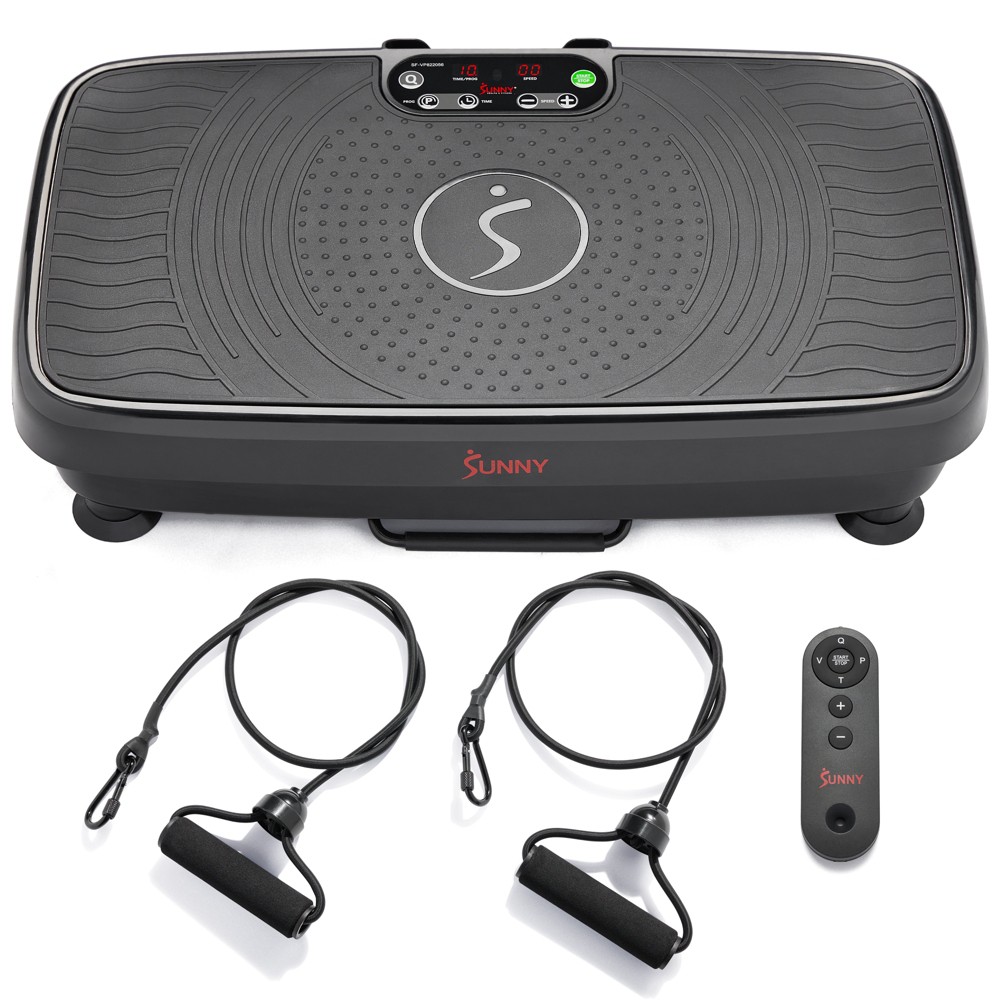 Photos - Other Trainers Sunny Health & Fitness Vibration Platform Exercise Machine with Resistant Band - Black 