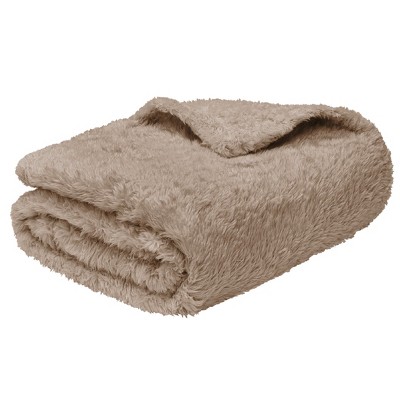 Cozy Sherpa Fleece Throw Blanket in Taupe - Lightweight & Machine Washable