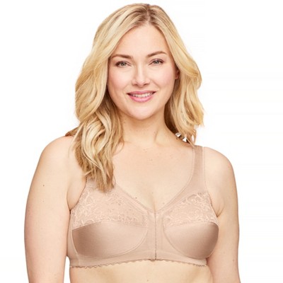 Collections Etc Front Hook Closure Exquisite Form Support Bra 38dd White  Full Coverage Bras : Target