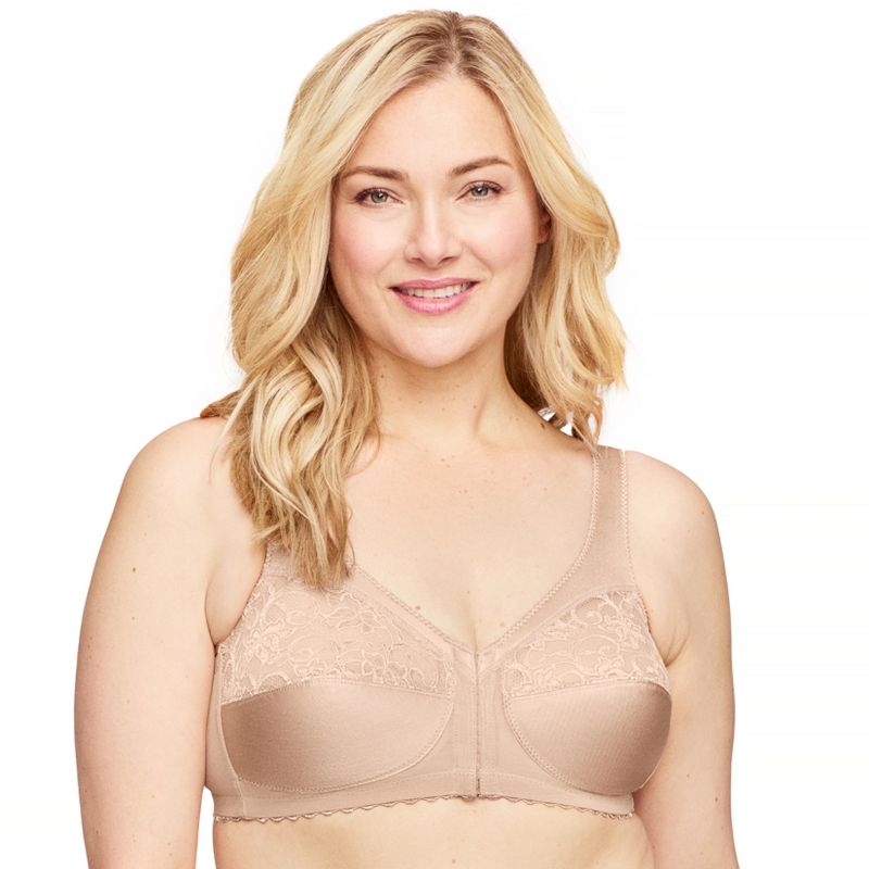 Glamorise Womens MagicLift Front-Closure Support Wirefree Bra 1200 Blush, 1 of 5