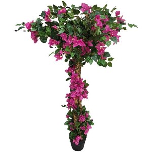 6ft Bougainvillea Artificial Tree, Fake Bougainvillea Tree with Flowers in Plastic Pot Front Porch Plants for Office House - 1 of 4