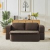 Aukfa 74.8" Convertible Sleeper Sofa Bed, 2-in-1 Folding Futon with Cushion Blanket Comfy Foam Compression Sofas Couches,Dark Brown - 2 of 4