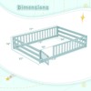 Costway Full Size Floor Bed with Full Length Safety Guardrails & Door for Boys, Girls Pink/Mint Sky/Icy Aqua/Gray/White/Natural - 3 of 4